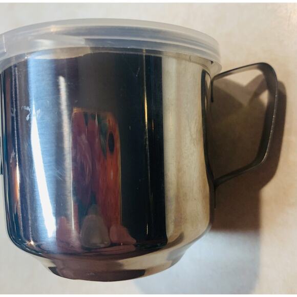 Stainless Steel Cup 4 oz. W/ Handle Mini Lid Shanghai China 555 6 cm Child Kids - Picture 5 of 8